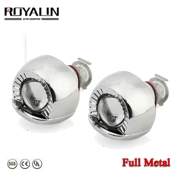 ROYALIN Metal Lens Mini 1.8 Smallest Micro HID Bi Xenon Headlight Projector Lens w/ Shrouds H4 H7 Car Styling Motorcycle lights