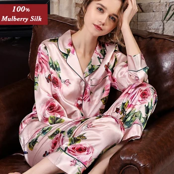 Mulberry Silk 100% Pajamas Women's Spring And Autumn Silkworm Silk Long Sleeve Two-Piece Set
Mulberry Silk 100% Pajamas Women's Spring And Autumn Silkworm Silk Long Sleeve Two-Piece Set
