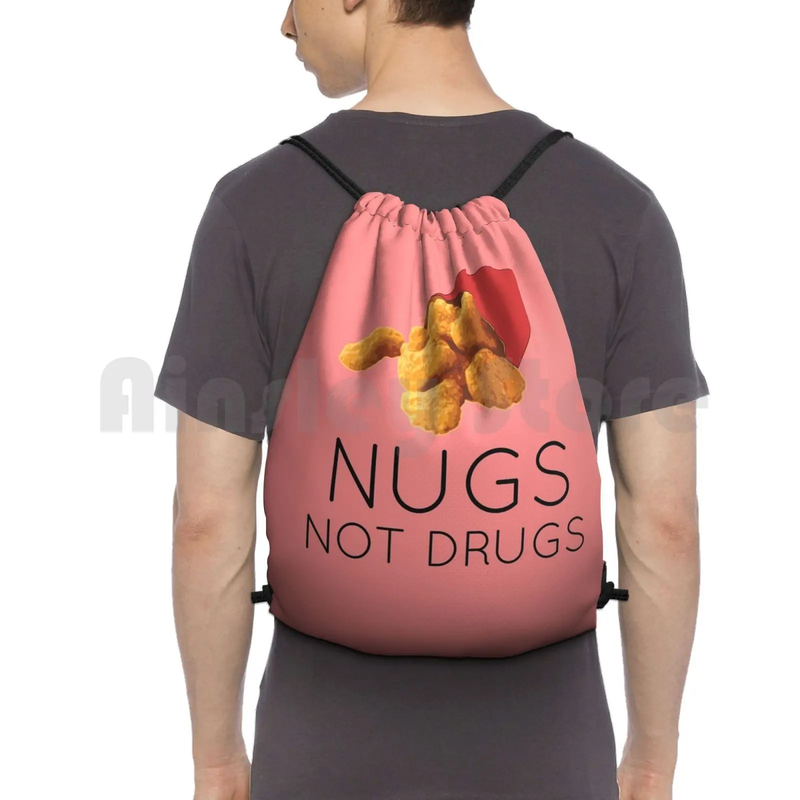 

Nugs Not Drugs Backpack Drawstring Bag Riding Climbing Gym Bag Positive Funny Cartoons Kids Shows Cool Negative Nerd Science