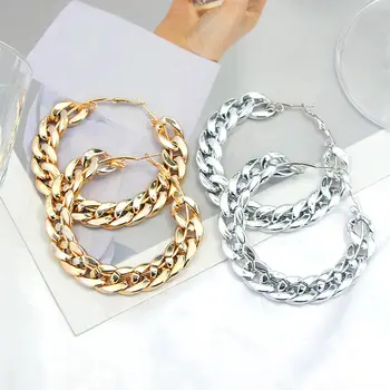 Punk Big Size Metal Chain Hoop Earrings Brincos Trendy Party Exaggerated Gold Silver Color C Shape Earrings for Women Jewelry
Punk Big Size Metal Chain Hoop Earrings Brincos Trendy Party Exaggerated Gold Silver Color C Shape Earrings for Women Jewelry