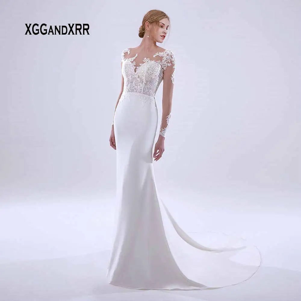Long Sleeves Mermaid Wedding Dresses 2019 Bridal Gown Fish Tail Lace Applique Bride Dress Illusion Back gelinlik Plus Size
Long Sleeves Mermaid Wedding Dresses 2019 Bridal Gown Fish Tail Lace Applique Bride Dress Illusion Back gelinlik Plus Size