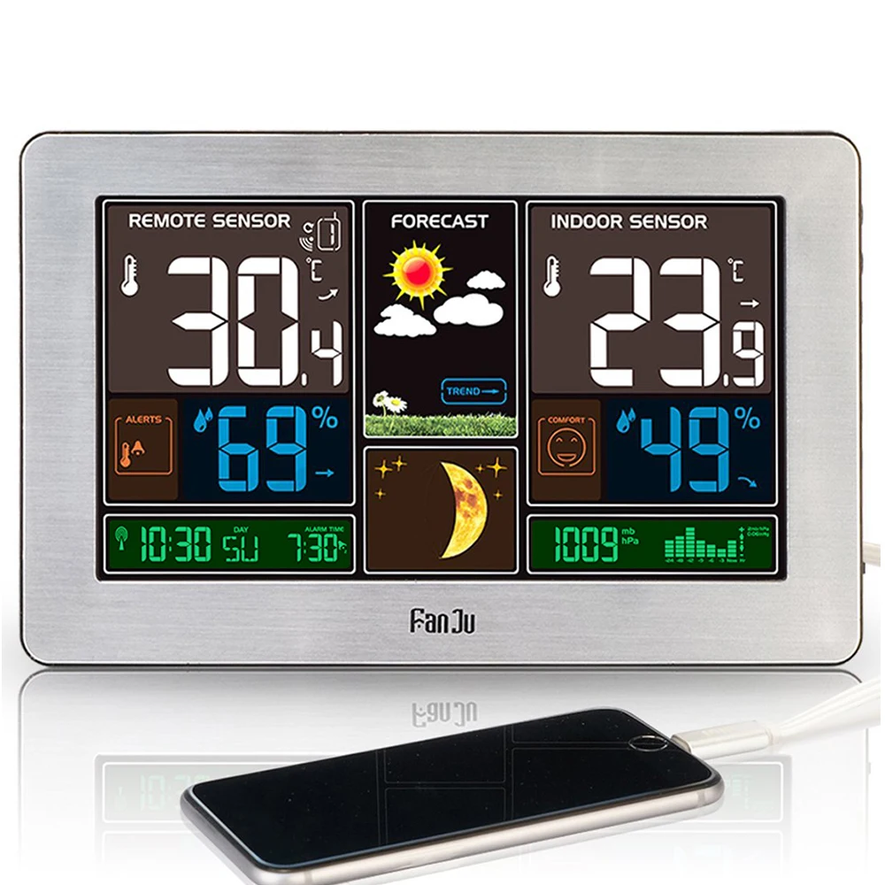 EU Plug FanJu Digital Alarm Clock Weather Station Indoor Outdoor Temperature Humidity Forecast Clock EU Plug
EU Plug FanJu Digital Alarm Clock Weather Station Indoor Outdoor Temperature Humidity Forecast Clock EU Plug