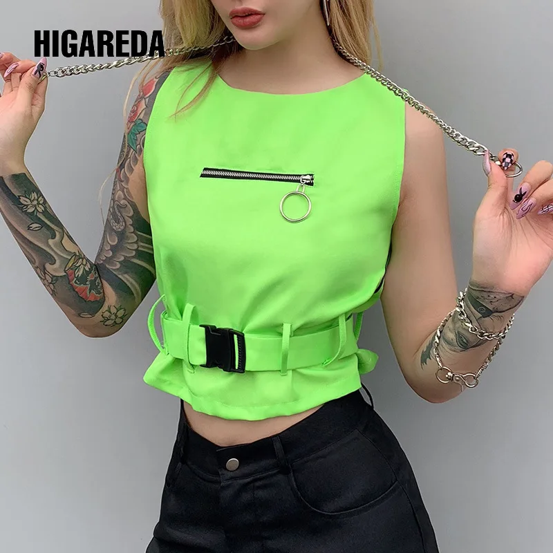 l women fashion noen green belt zipper casual T-shirt sleeveless o-neck slim femme tops elastic party vacation summer
l women fashion noen green belt zipper casual T-shirt sleeveless o-neck slim femme tops elastic party vacation summer