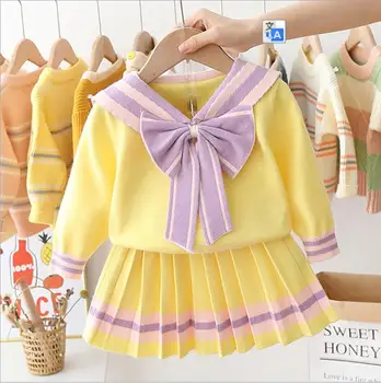 2020 Baby Girl Autumn Winter Clothing Set Big Bow Knitted Sweaters+pleated Skirts Kids Children Princess 2pcs Suits Clothes
2020 Baby Girl Autumn Winter Clothing Set Big Bow Knitted Sweaters+pleated Skirts Kids Children Princess 2pcs Suits Clothes