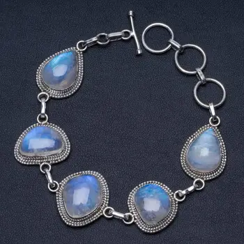 Natural Rainbow Moonstone Unique Punk Style 925 Sterling Silver Bracelet 6 3/4-7 3/4" P2312
Natural Rainbow Moonstone Unique Punk Style 925 Sterling Silver Bracelet 6 3/4-7 3/4" P2312