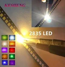 100 개/몫 smd led 다이오드 2835 다이오드 3528 smd led diodo 키트 녹색 빨간색 따뜻한 흰색 얼음 파란색 노란색 분홍색 보라색-uv 오렌지(China)