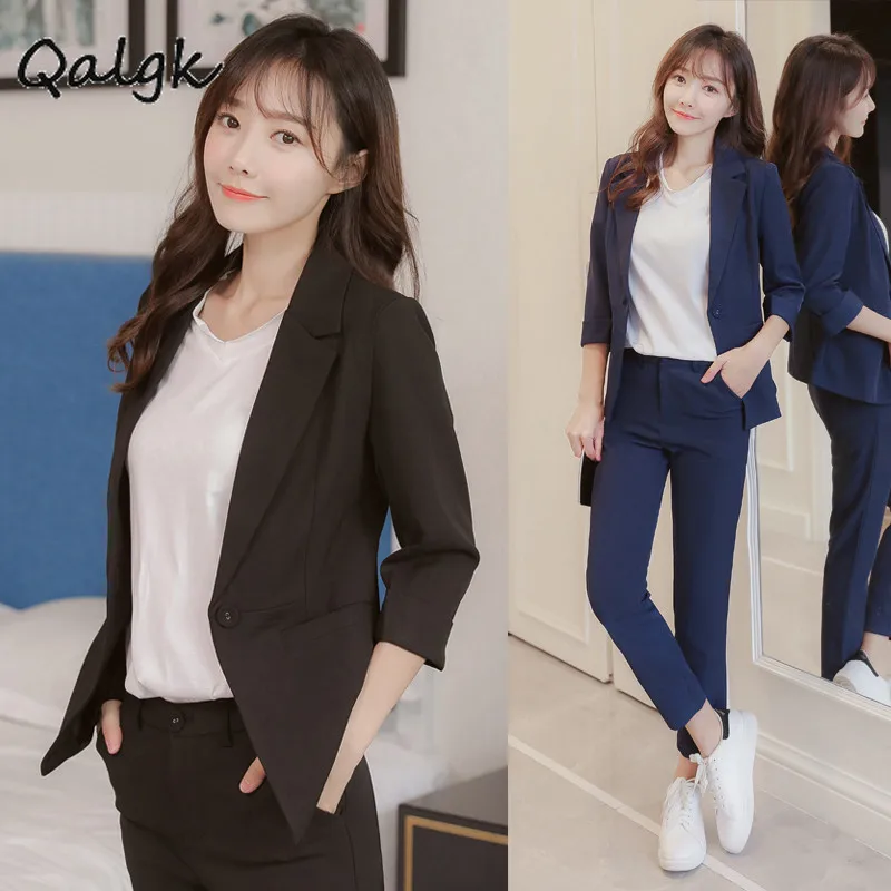 Set female 2019 autumn new solid color small suit straight pants two sets of temperament fashion slim slimming women's clothes
Set female 2019 autumn new solid color small suit straight pants two sets of temperament fashion slim slimming women's clothes