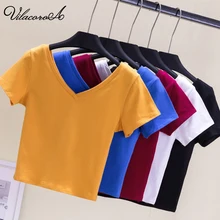 Vilacoroa Deep V Short Sleeve Women T-Shirt Slim Clothes Double V-Neck Backless Korean Tee-Shirt 95% Cotton Tshirt Female Casual
Vilacoroa Deep V Short Sleeve Women T-Shirt Slim Clothes Double V-Neck Backless Korean Tee-Shirt 95% Cotton Tshirt Female Casual