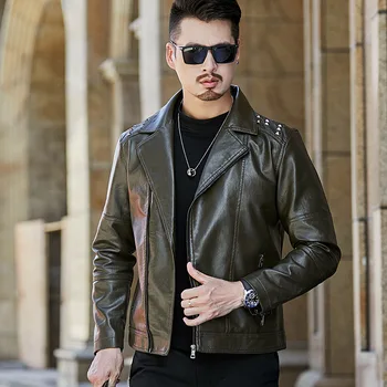 The new men's autumn season 2019 leisure suit brought hot drilling inclined zipper leather jacket youth fashion
The new men's autumn season 2019 leisure suit brought hot drilling inclined zipper leather jacket youth fashion