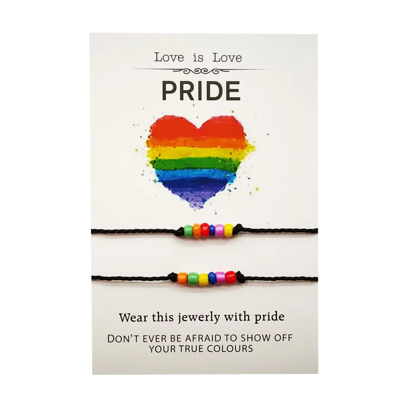 2 pcs/set Mixed Rainbow Glass Beads Rope Bracelet String Friendship Beaded Card Gay Lesbian Wish Gift Couple Pride Lucky Jewelry
2 pcs/set Mixed Rainbow Glass Beads Rope Bracelet String Friendship Beaded Card Gay Lesbian Wish Gift Couple Pride Lucky Jewelry