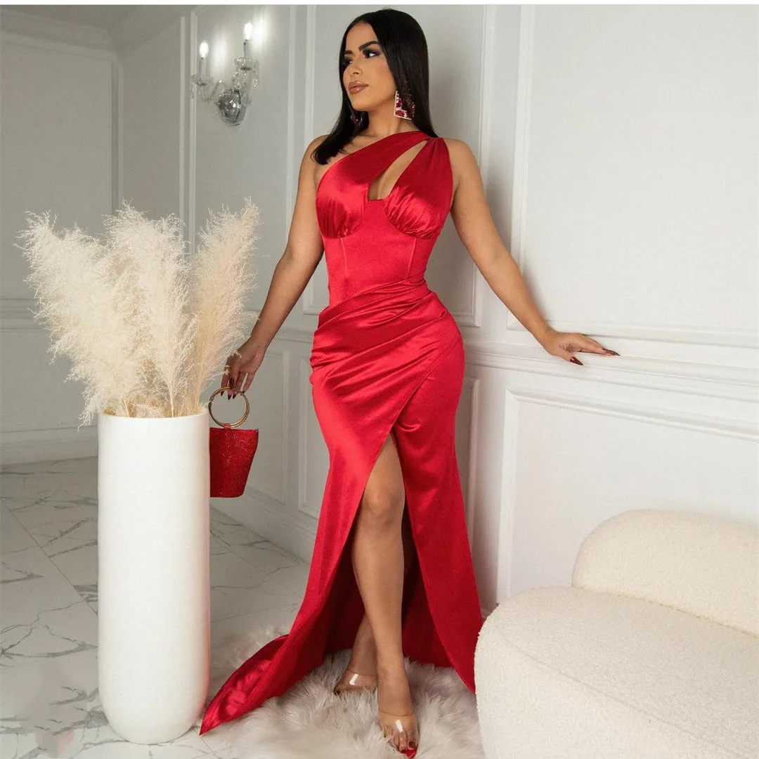 Long One Shoulder Satin Evening Dresses Sexy Red Prom Gown Robes de soirée Floor Length Party Dresses Вечерние платья
Long One Shoulder Satin Evening Dresses Sexy Red Prom Gown Robes de soirée Floor Length Party Dresses Вечерние платья