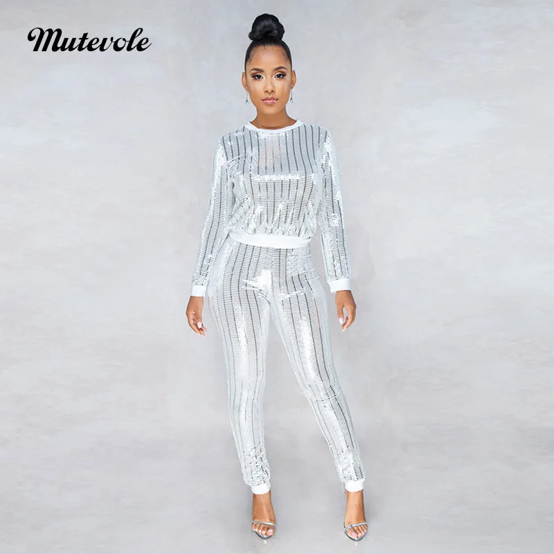 Mutevole Autumn Sexy Sequin Two Piece Set Women Glitter 2 Piece Set Clubwear Long Sleeve Top and Pants Shining Pailletten Outfit
Mutevole Autumn Sexy Sequin Two Piece Set Women Glitter 2 Piece Set Clubwear Long Sleeve Top and Pants Shining Pailletten Outfit
