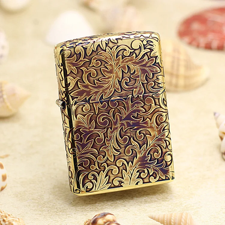 Оригинальная зажигалка Zippo медная ветрозащитная с золотым покрытием керосиновая