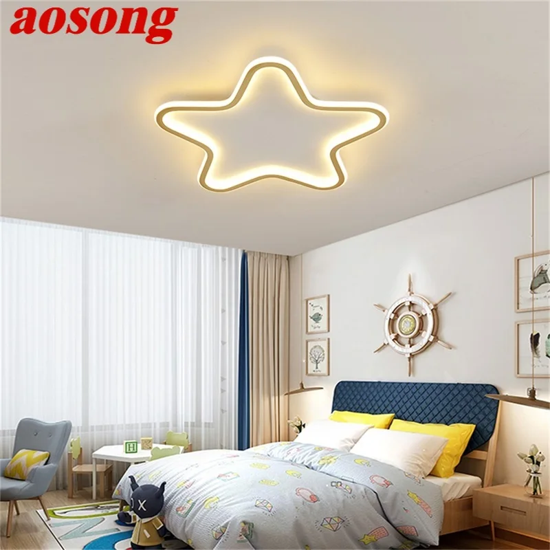 

AOSONG Ceiling Lights Gold Ultrathin Fixtures Contemporary Simple Lamps LED Star Home For Living Dinning Room