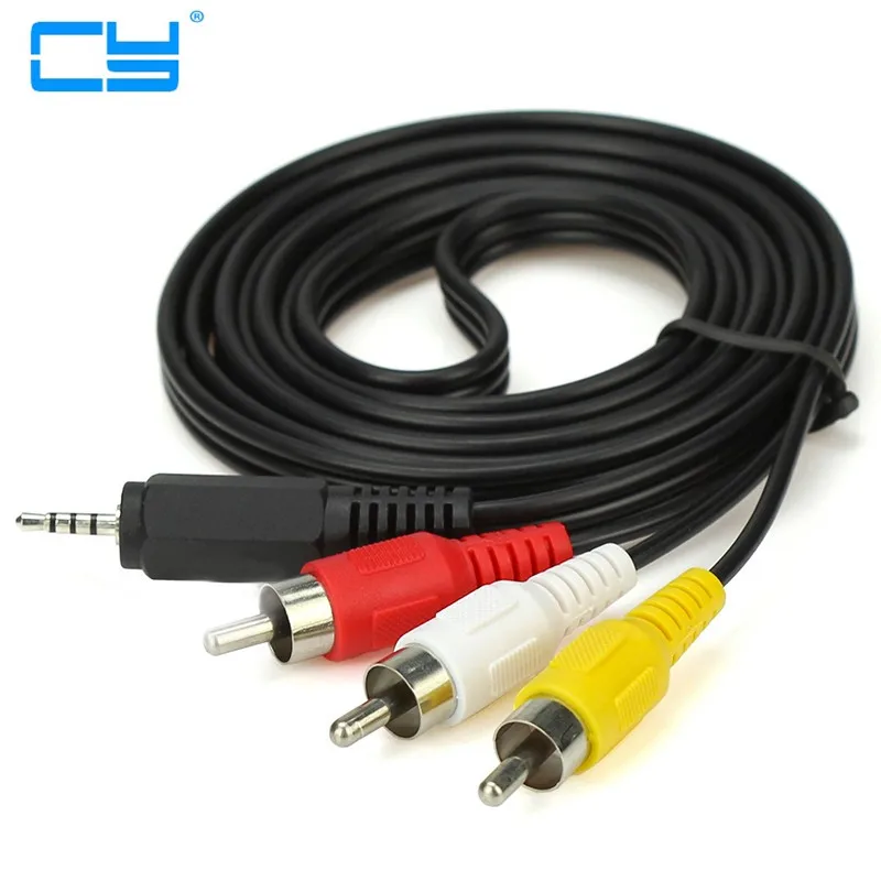 

3.5mm Jack para 3 x RCA Phono Chumbo Audio/Video AV Cabo de 3.5mm para AV Cabo De Video Para A Rede Media Player 1.5 m/5FT