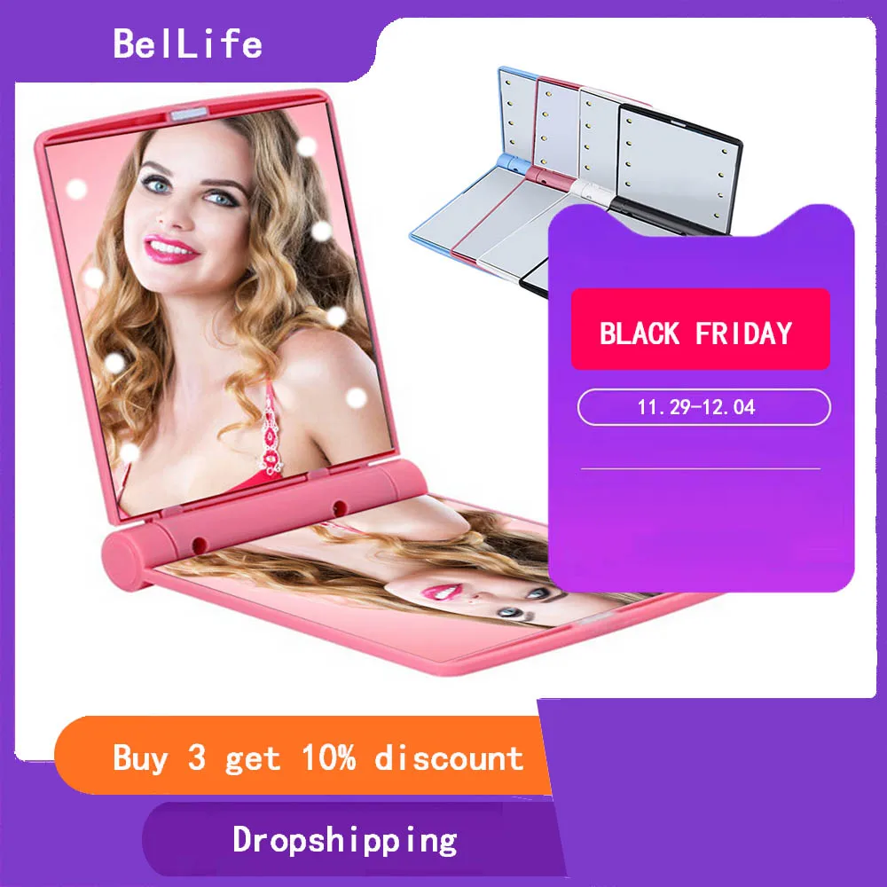 Portable Folding Pocket Mirror Both Sides Cute Mini Led Vanity Hand Mirror Rectangular Female Handbag Mirror
Portable Folding Pocket Mirror Both Sides Cute Mini Led Vanity Hand Mirror Rectangular Female Handbag Mirror