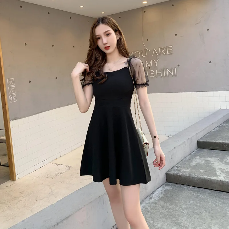 Dress Summer French Horizontal Neck off-Shoulder Black Dress WOMEN'S Dress Slimming Short Skirt Non-Fading Not Balling up
Dress Summer French Horizontal Neck off-Shoulder Black Dress WOMEN'S Dress Slimming Short Skirt Non-Fading Not Balling up