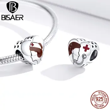 BISAER Charms 925 Sterling Silver Nurse Heart Medical Staff Bead Pendant For Bracelets Necklace For Women Fine Jewelry Gift 
BISAER Charms 925 Sterling Silver Nurse Heart Medical Staff Bead Pendant For Bracelets Necklace For Women Fine Jewelry Gift