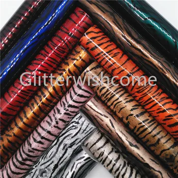 Glitterwishcome 21X29CM A4 Size Vinyl Patent Faux Fabric, Tiger Pattern printed Faux Leather Sheets for Bows, GM691A 
Glitterwishcome 21X29CM A4 Size Vinyl Patent Faux Fabric, Tiger Pattern printed Faux Leather Sheets for Bows, GM691A