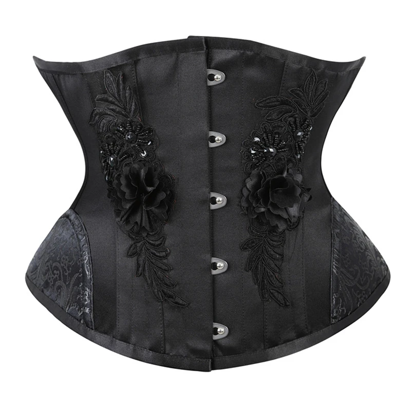 

Black Waist Trainer Gothic Underbust Corset and Waist Cincher Steampunk Bustiers Top Body Shaper Sexy Lingerie Slimming Belt