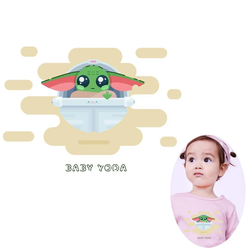 

Baby Yoda Heat Transfer PVC Patch For Clothes The Mandalorian Thermal Transfer Heat Vinyl Ironing on Stickers Apparel Accessory