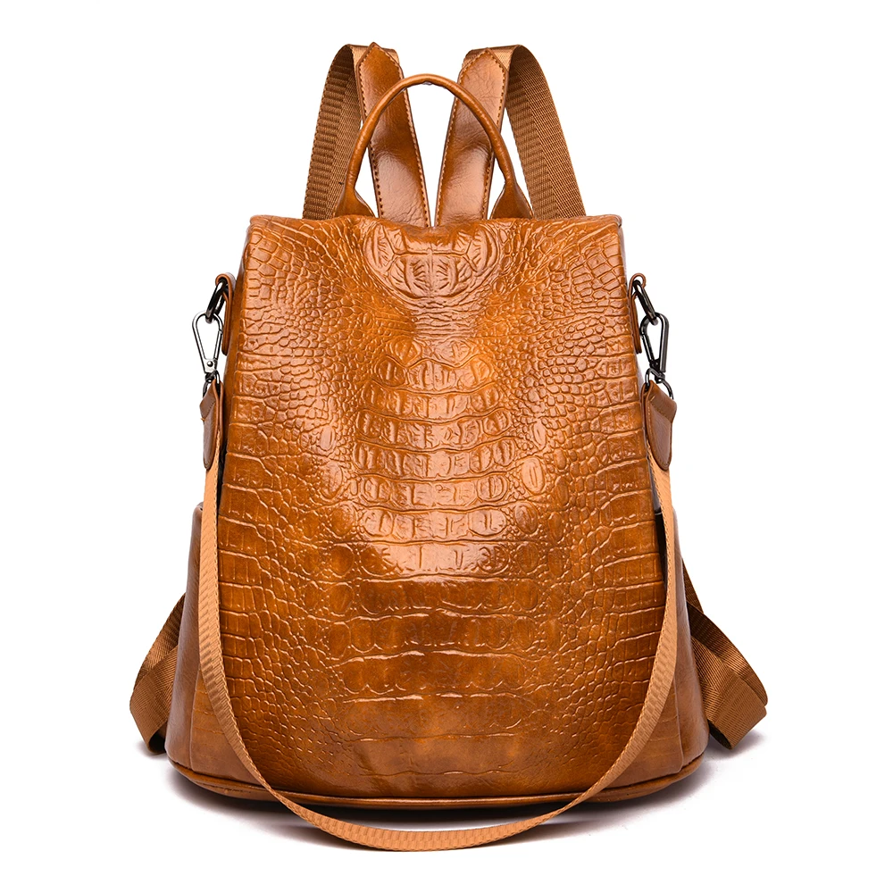 2020 Female anti-theft backpack classic PU leather solid color Euro Backpacks Fashion Crocodile Patter PU Leather Shoulder Bag 
2020 Female anti-theft backpack classic PU leather solid color Euro Backpacks Fashion Crocodile Patter PU Leather Shoulder Bag