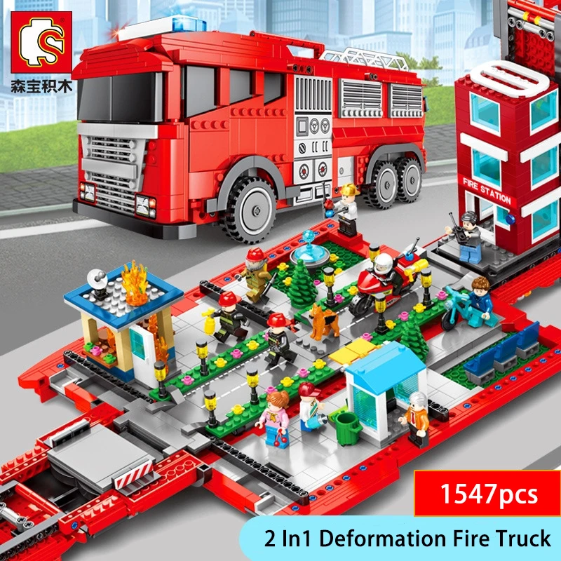 1547Pcs 2 In1 Deformation Fire Station Truck Building Blocks Bus Model Compatible Legoing City Street View Bricks Kids Toys Gift
1547Pcs 2 In1 Deformation Fire Station Truck Building Blocks Bus Model Compatible Legoing City Street View Bricks Kids Toys Gift