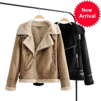 Style Women's Moto&Biker Suede Patchwork Lamb Keep Warm Thick Winter Jacket Coat Turn-down Collar with Belt
Style Women's Moto&Biker Suede Patchwork Lamb Keep Warm Thick Winter Jacket Coat Turn-down Collar with Belt