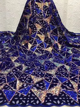 Royal Blue Velvet Lace Fabrics 2020 Latest Nigerian Mesh Tulle Lace Fabric with Gold Line French Sequin Lace Fabric for Sewing
Royal Blue Velvet Lace Fabrics 2020 Latest Nigerian Mesh Tulle Lace Fabric with Gold Line French Sequin Lace Fabric for Sewing