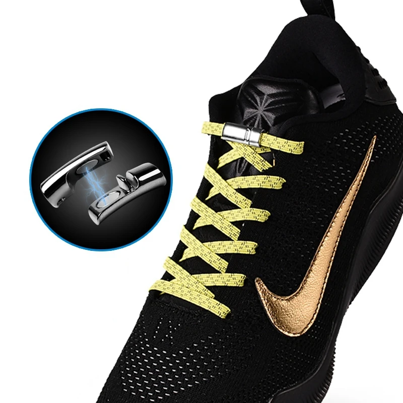 No Tie Shoe laces Magnetic Elastic Shoelaces Reflective Running At Night Child Adult Flat Shoe lace Safety Quick Lock Lazy laces