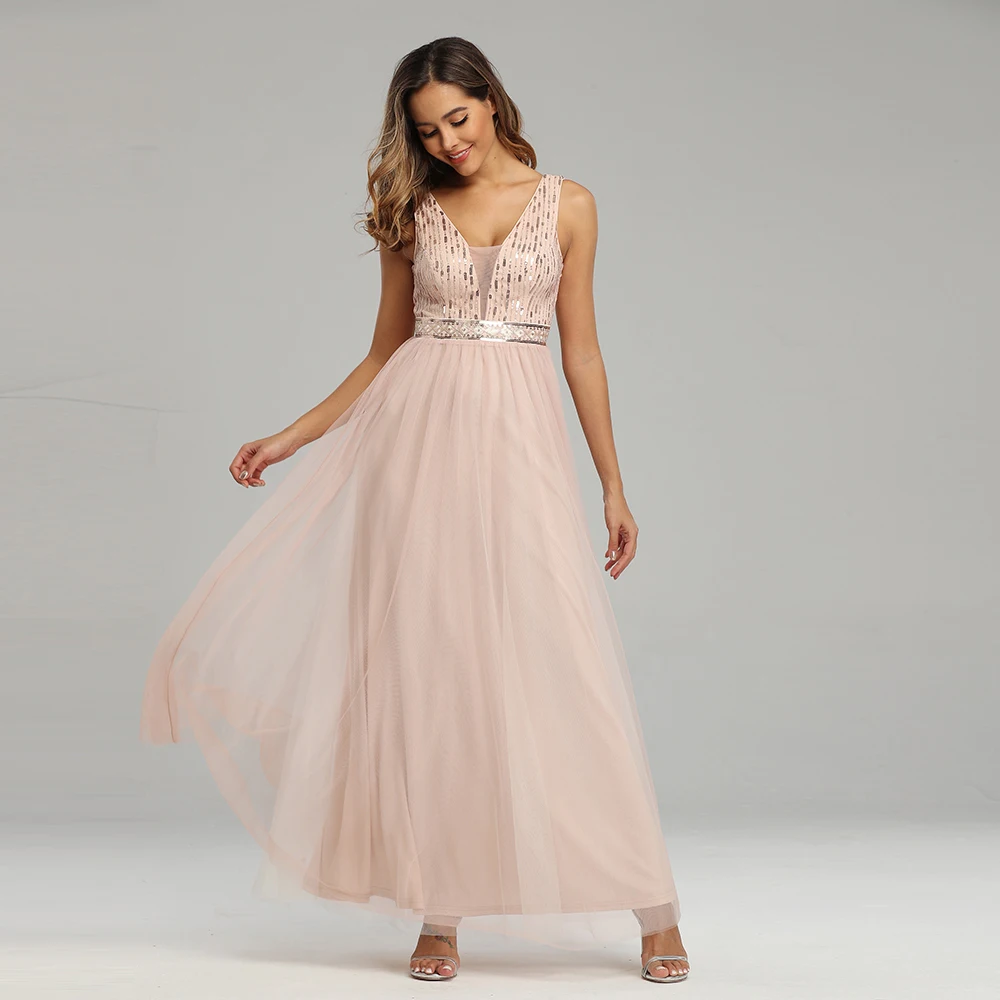 Sexy Rose Gold Evening Dresses Sequined A-Line Deep V-Neck Sleeveless Tulle Elegant Ladies Formal Dresses For Party Prom Gown
Sexy Rose Gold Evening Dresses Sequined A-Line Deep V-Neck Sleeveless Tulle Elegant Ladies Formal Dresses For Party Prom Gown