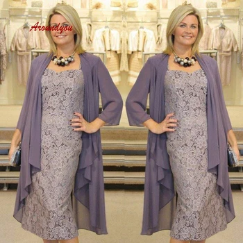 Knee Length Lace Mother of the Bride Dresses for Wedding Party with Jacket Plus Size Evening Gown Groom Godmother Dinner Dresses
Knee Length Lace Mother of the Bride Dresses for Wedding Party with Jacket Plus Size Evening Gown Groom Godmother Dinner Dresses