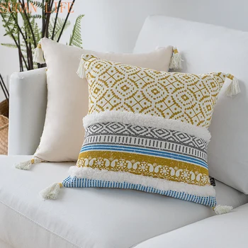 Blue Yellow Pink cushion cover Tassels Moroccan Style pillow cover Woven for Home decoration Sofa Bed 45x45cm
Blue Yellow Pink cushion cover Tassels Moroccan Style pillow cover Woven for Home decoration Sofa Bed 45x45cm