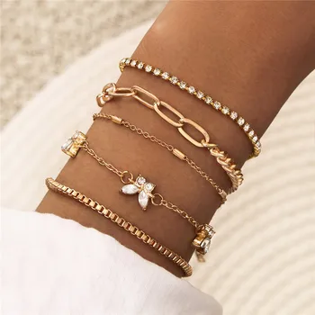 LETAPI 5pcs/set Bohemia New Link Chain Charm Bracelet Gold Color Crystal Rhinestone Butterfly Bracelet for Women Jewelry
LETAPI 5pcs/set Bohemia New Link Chain Charm Bracelet Gold Color Crystal Rhinestone Butterfly Bracelet for Women Jewelry