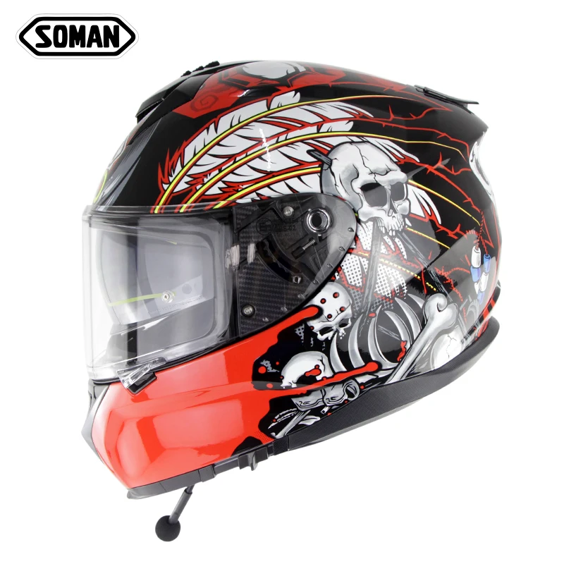 Soman Bluetooth Motorcycle Helmet Highway Riding Full Face Helmets Skull Printed ECE Certificated Helm for Racing Cool Design
Soman Bluetooth Motorcycle Helmet Highway Riding Full Face Helmets Skull Printed ECE Certificated Helm for Racing Cool Design