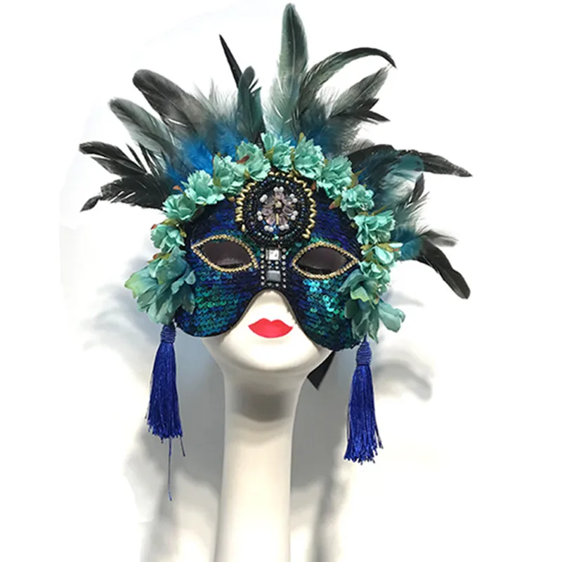 Женская маска с блестками и перьями для бара клуба вечевечерние |