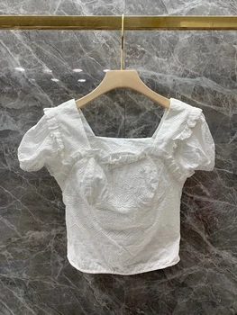 2020 Spring and Summer New Women's Square Neck Embroidery Hollow Decoration Short Sleeves Solid Color Wild Top 513
2020 Spring and Summer New Women's Square Neck Embroidery Hollow Decoration Short Sleeves Solid Color Wild Top 513