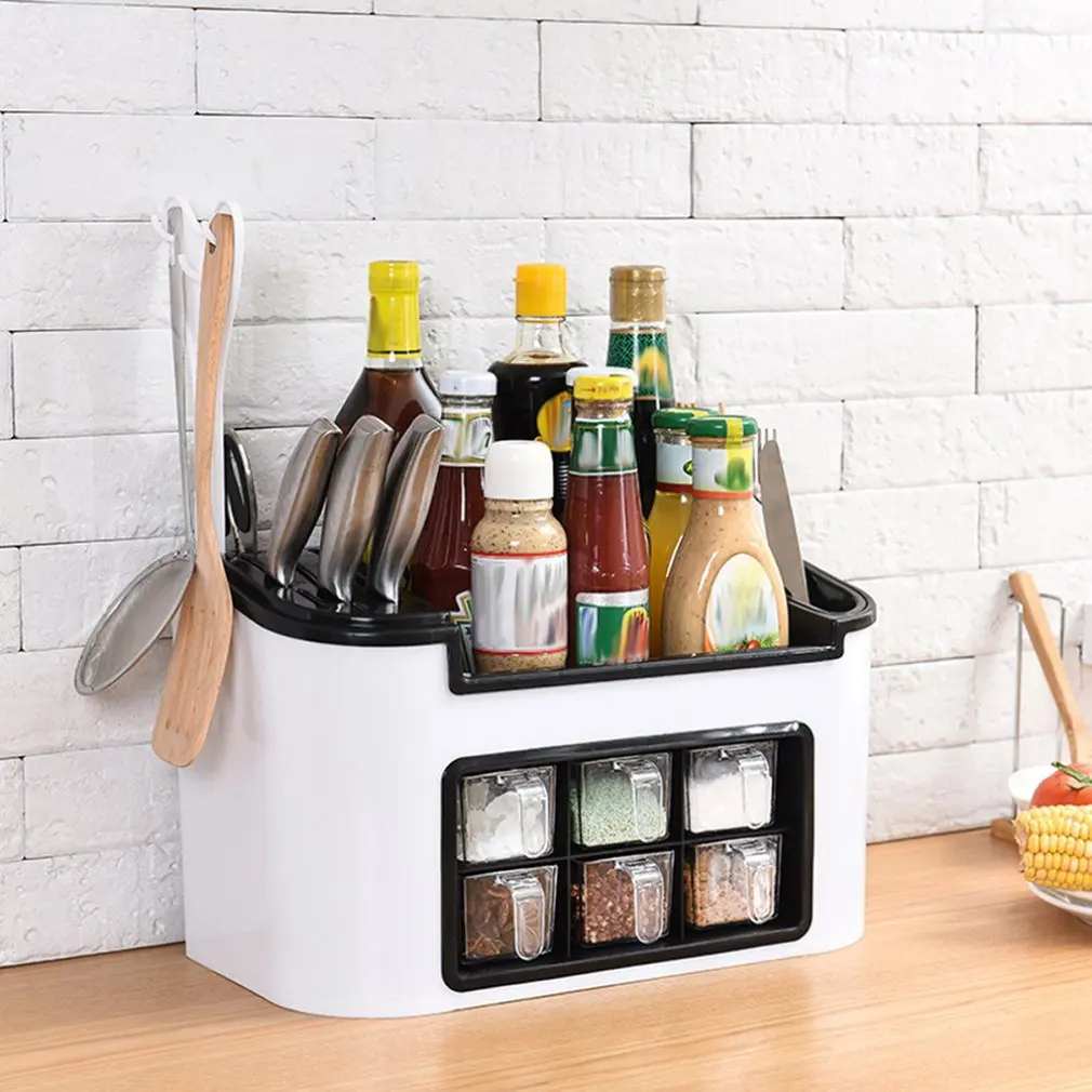 Multi-Function Kitchen Rack Seasoning Box Seasoning Can Bottle Set Combination Knife Holder
Multi-Function Kitchen Rack Seasoning Box Seasoning Can Bottle Set Combination Knife Holder