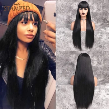Stamped Glorious 30inches Straight Long Wig Black Wig With Bangs Heat Resistant Fiber Synthetic Wigs for Black Women
Stamped Glorious 30inches Straight Long Wig Black Wig With Bangs Heat Resistant Fiber Synthetic Wigs for Black Women