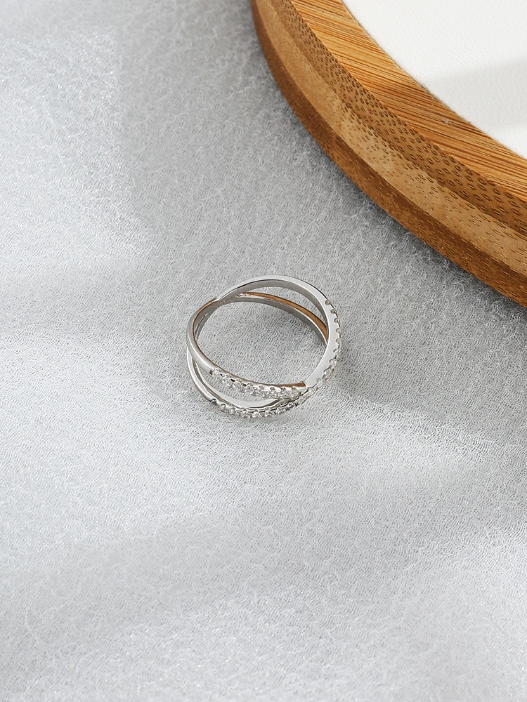 SILVERHOO 925 Sterling Silver Rings For Women Double Cross Zircon Fine Jewelry Female Ring Hot Selling Pretty Gift To Girlfriend SILVERHOO 925 Sterling Silver Rings For Women Double Cross Zircon Fine Jewelry Female Ring Hot Selling Pretty Gift To Girlfriend