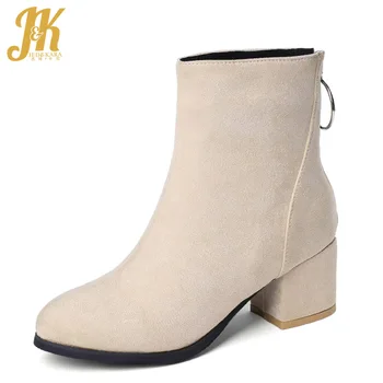 JK Stretch Flock Boots Women Ankle Booties Ladies High Heels Shoes Female Round Toe Shoes Female Zip Shoes Winter Big Size 45
JK Stretch Flock Boots Women Ankle Booties Ladies High Heels Shoes Female Round Toe Shoes Female Zip Shoes Winter Big Size 45