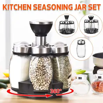 Kitchen Jars For Spices Rotating Glass Cruet Seasoning Jar Set BBQ Pepper Salt Shakers Paprika Bottle Kitchen Storage Rack Jar
Kitchen Jars For Spices Rotating Glass Cruet Seasoning Jar Set BBQ Pepper Salt Shakers Paprika Bottle Kitchen Storage Rack Jar