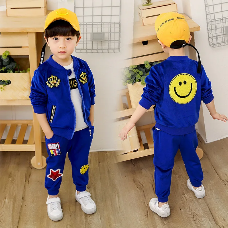 BOY'S Suit 2019 Spring And Autumn New Style Korean-style Children Smiley Gold Velvet Piece Baby Sports Set Fashion
BOY'S Suit 2019 Spring And Autumn New Style Korean-style Children Smiley Gold Velvet Piece Baby Sports Set Fashion