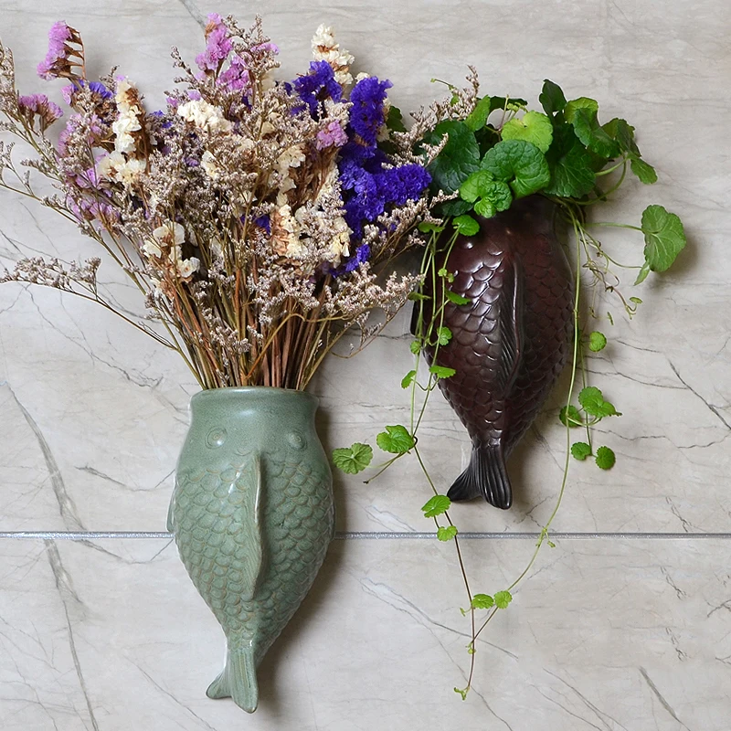 

Современная керамическая ваза настенный рыбные промыслы украшения дома гостиной фигурки украшения офисного стола, горшок для растений, аксессуары