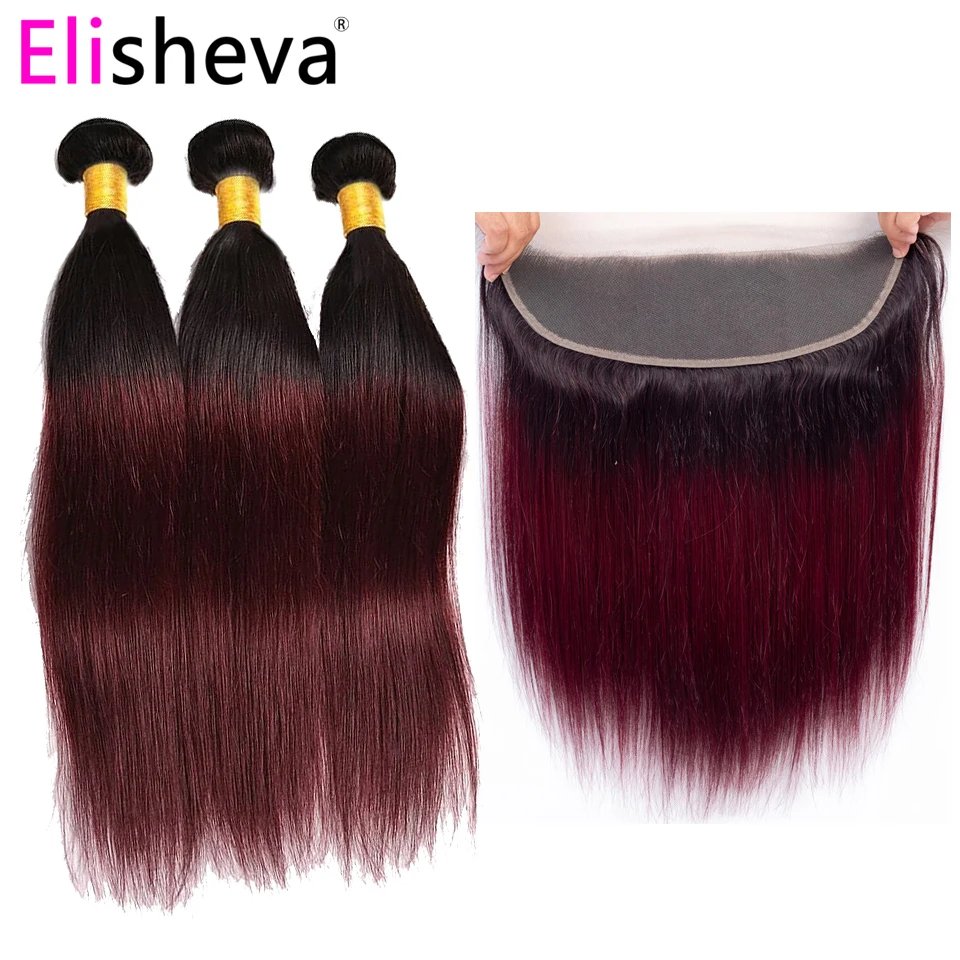 Elisheva 1B 99J Ombre Bundles with Frontal Peruvian Straight Hair Human Hair Burgundy 3 Weave Bundles With Lace Closure Non-remy
Elisheva 1B 99J Ombre Bundles with Frontal Peruvian Straight Hair Human Hair Burgundy 3 Weave Bundles With Lace Closure Non-remy