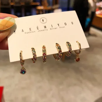2021 Korean Style Colorful Zircon Micro-Inlaid Hoop Earrings Simple Temperament Earrings 6-Piece Set For Women Exquisite Jewelry
2021 Korean Style Colorful Zircon Micro-Inlaid Hoop Earrings Simple Temperament Earrings 6-Piece Set For Women Exquisite Jewelry