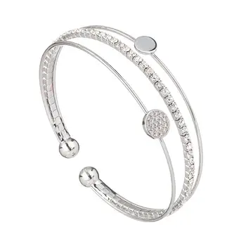 SINTA Fashion Trendy Glossy Simple Rhinestone Alloy Bracelet Opening Three-layer Micro-inlaid Zircon Bangle Wedding Bracelet
SINTA Fashion Trendy Glossy Simple Rhinestone Alloy Bracelet Opening Three-layer Micro-inlaid Zircon Bangle Wedding Bracelet