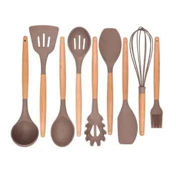 9Pcs Silicone Wooden Handle Kitchen Wares Set Non-stick Kitchen Utensils Cooking Tools
9Pcs Silicone Wooden Handle Kitchen Wares Set Non-stick Kitchen Utensils Cooking Tools