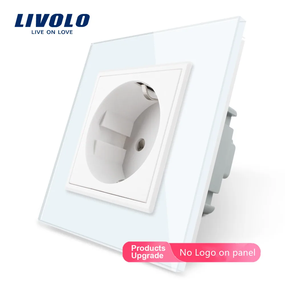 

Livolo EU Standard Power Socket, White Crystal Glass Panel, AC 110~250V 16A Wall Power Socket, VL-C7C1EU-11, Free Shipping