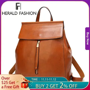 HERALD FASHION Quality Vintage Leather Women Backpack Large Capacity School Bag for Teenage Girl Ladies Shoulder Bag mochila
HERALD FASHION Quality Vintage Leather Women Backpack Large Capacity School Bag for Teenage Girl Ladies Shoulder Bag mochila